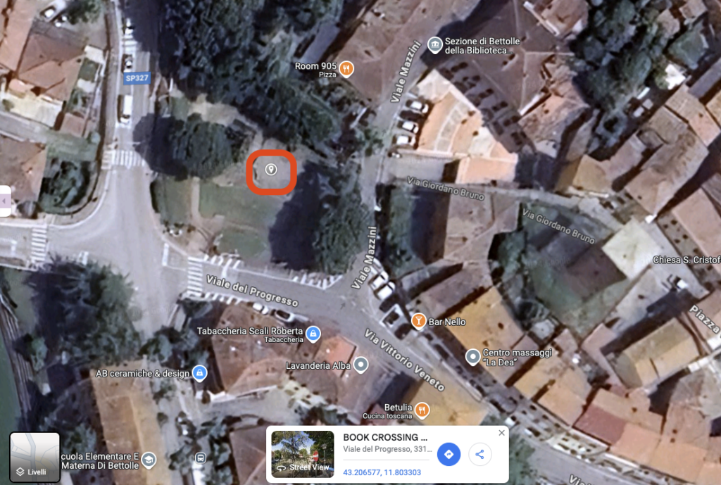 Mappa Book Crossing 2, parco carlo grazie bettolle walk and clean sinalunga